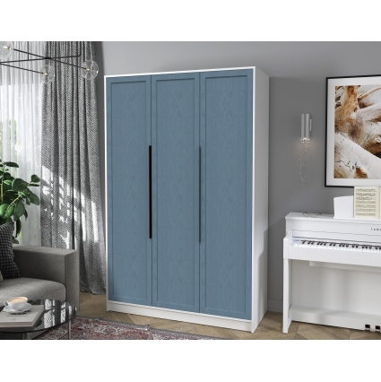 Шкаф распашной Тренд КТ-Ш3 (Белый платинум ЛДСП/ Дуб лазурный ЛМДФ) Ш1360 В2128 Г547